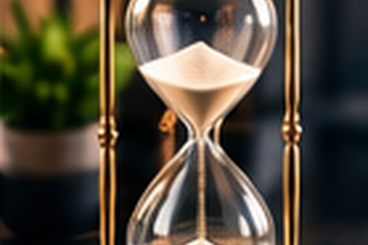 Hourglass representing a focused 90-day marketing plan