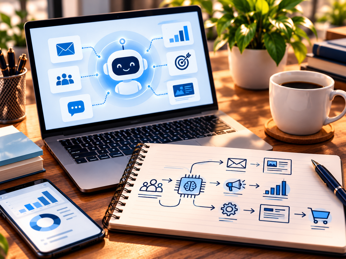 AI-assisted marketing automation workspace