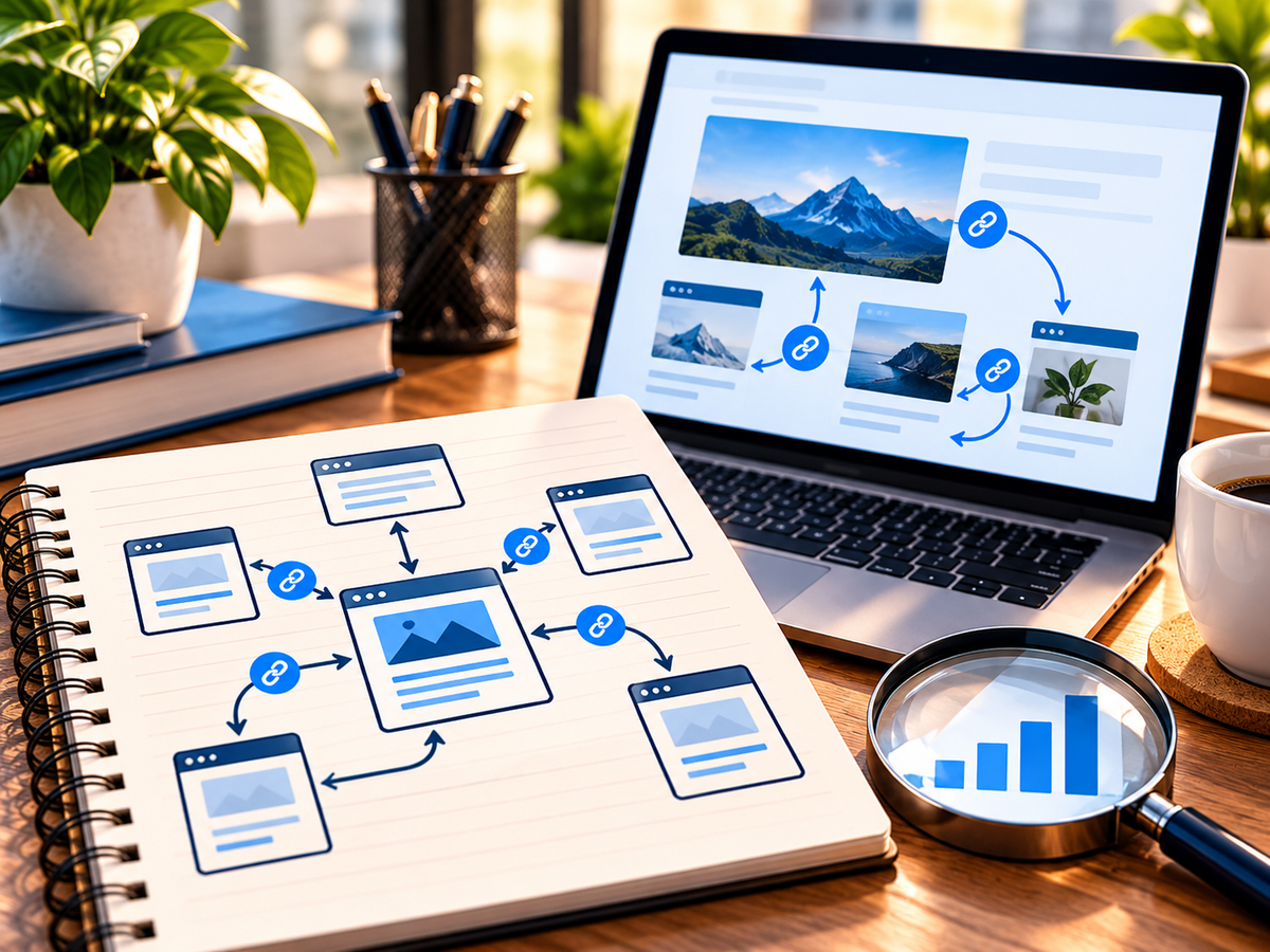 Internal linking and SEO content structure workspace