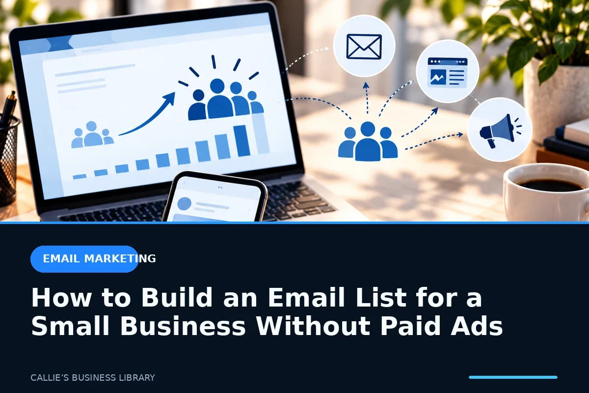 Audience growth and email capture workspace for building a small-business email list