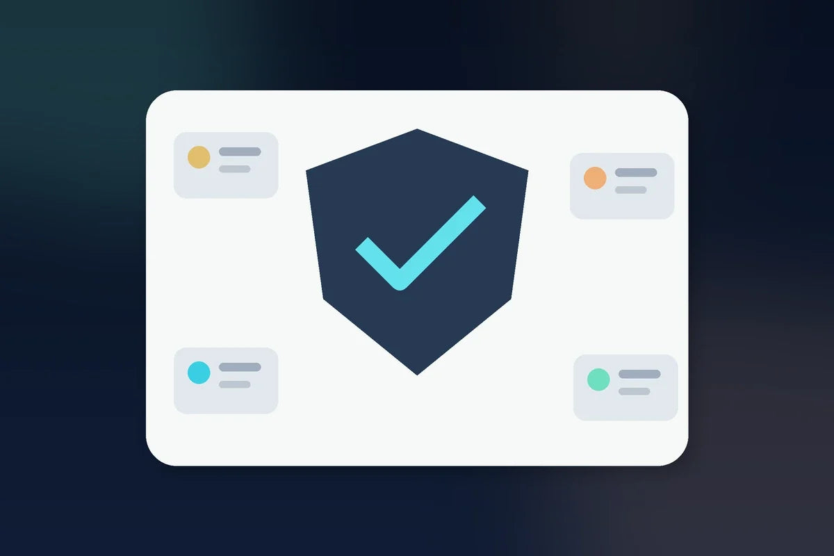 Trust shield and page elements representing credible small-business website trust signals