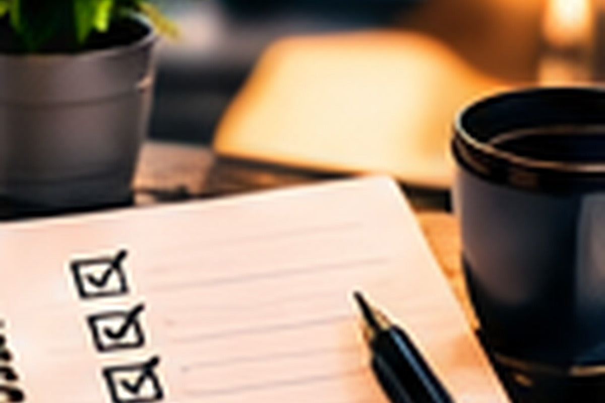 Marketing setup checklist on a planning desk