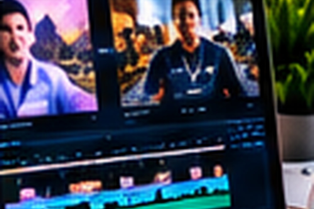 Video editing workspace representing content repurposing