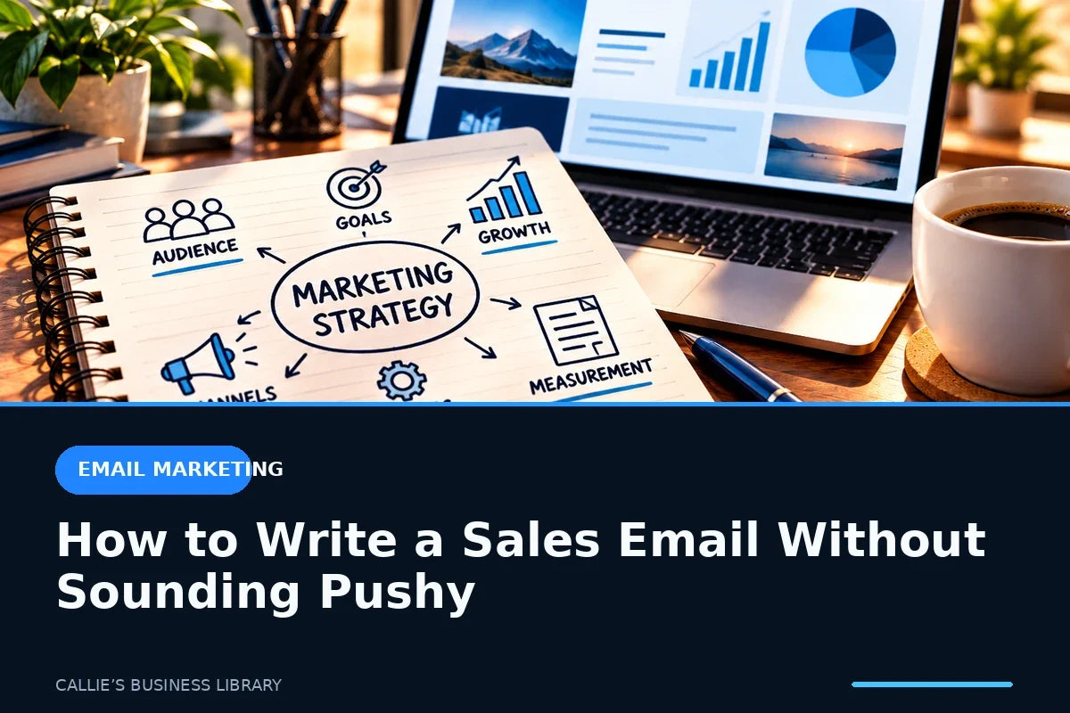 Marketing strategy workspace representing a helpful small-business sales email